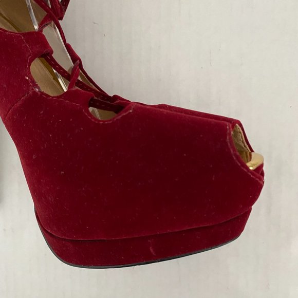 Colin Stuart Lace Up Platform Suede Heels - Picture 6 of 15